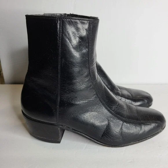 VTG Florsheim Black Leather Duke Boots Round Toe Men's 8.5 E Extra Wide Width - Picture 5 of 11